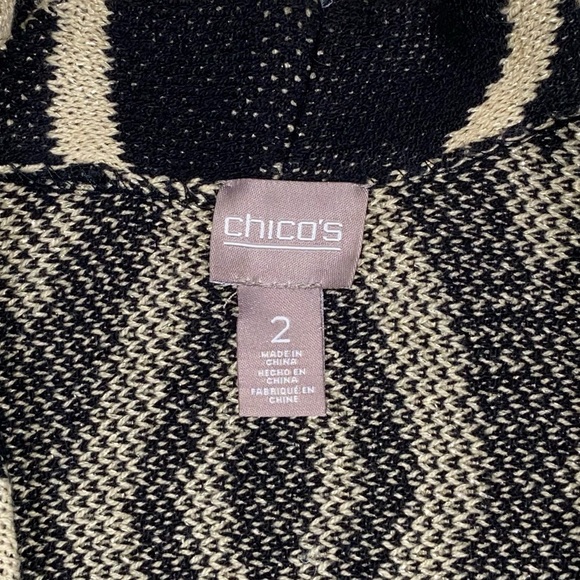 Chico's Black Gold Sparkle Open Asymmetric Geometric Tribal Cardigan 2 Large - Picture 11 of 13